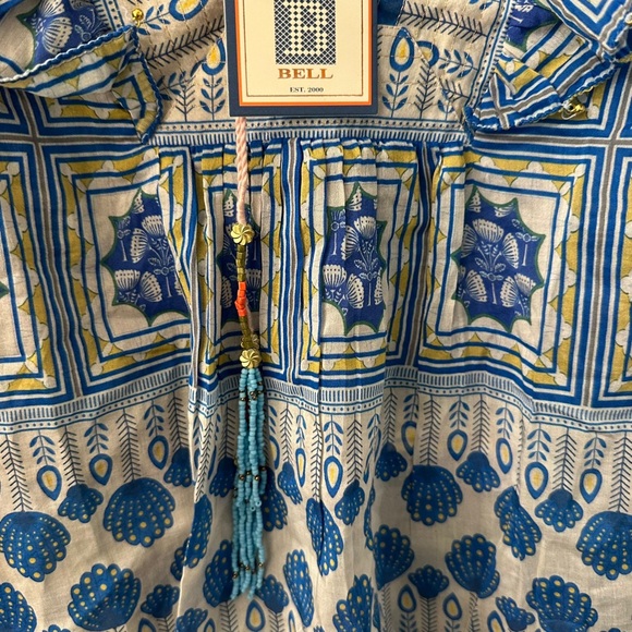 NWT_Bell Kiara Short Sleeve Top in Blue with beaded tassels size S - Picture 7 of 7